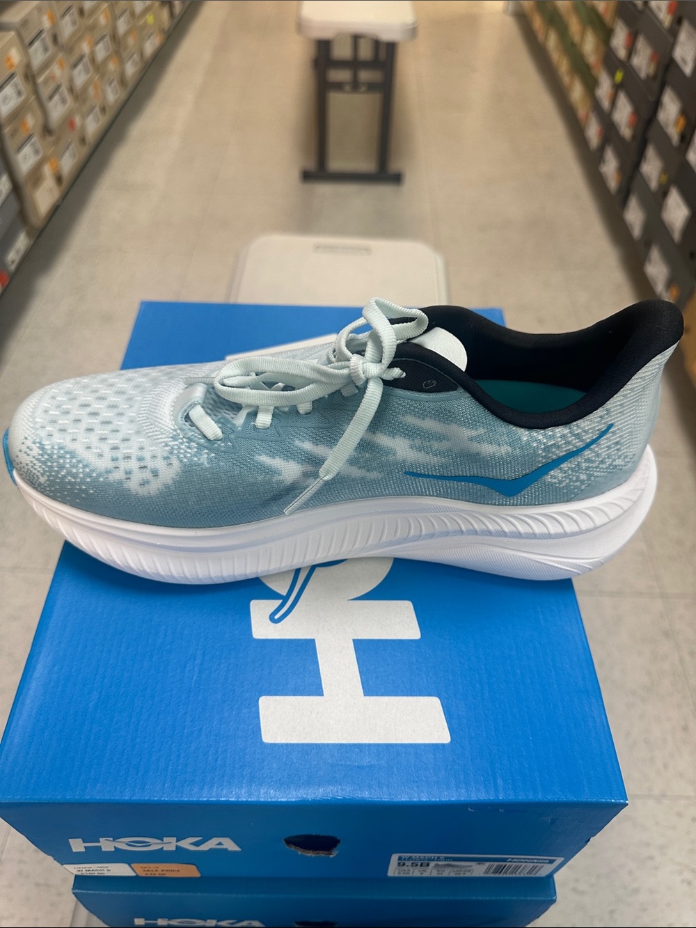 Hoka Womens Mach 6 Light Blue and Black (TNDR) Athletic Sneakers - Picture 5 of 11